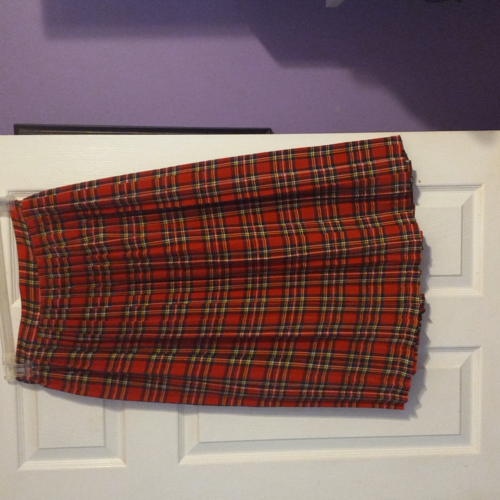 This adorable plaid pleated  skirt